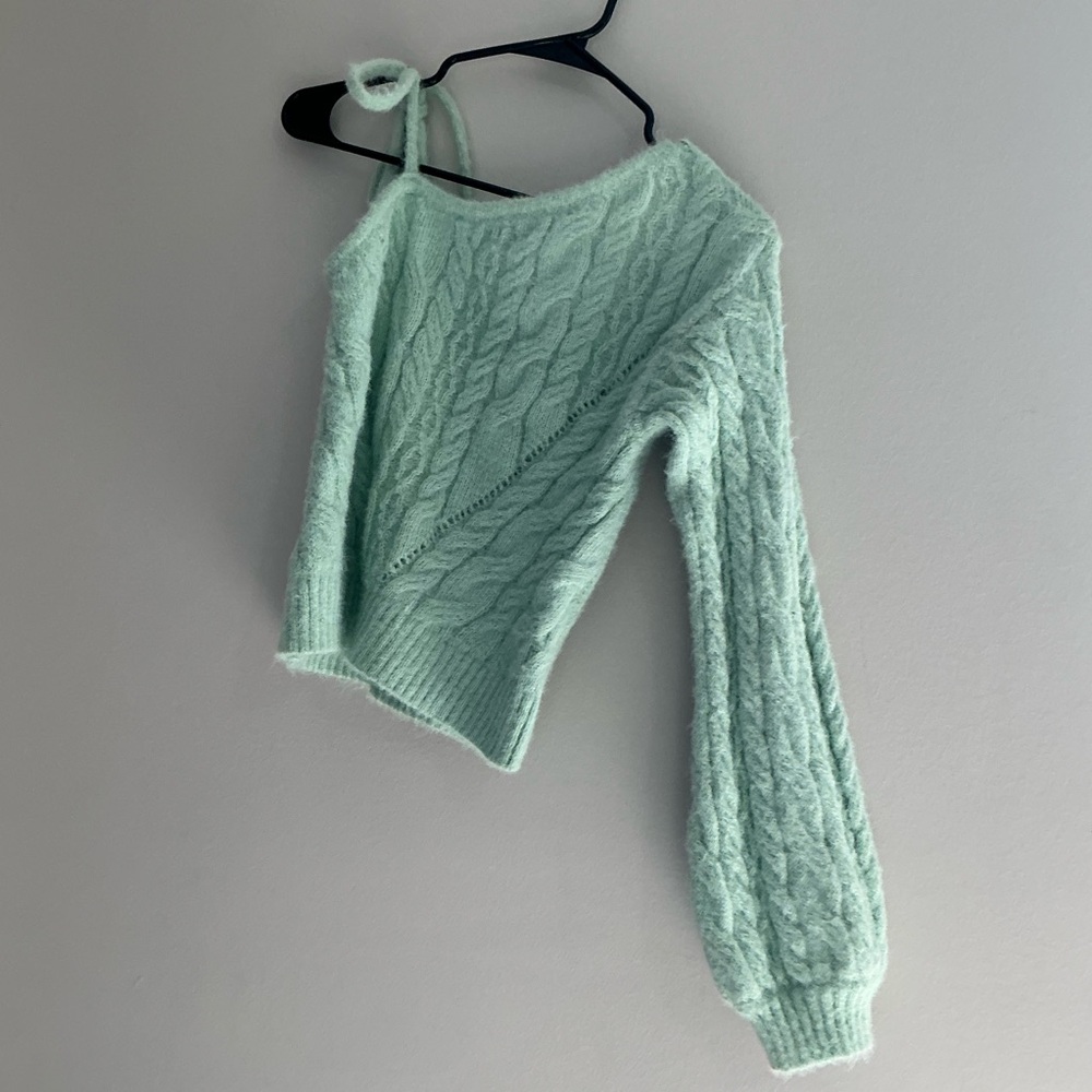 Wild Fable Mint Green Off Shoulder Cable Knit Sweater Women’s XS